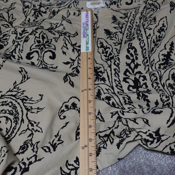 Talbots Stretch Cropped Pants Women's Size 18W Beige Paisley Straight Leg - Picture 4 of 10